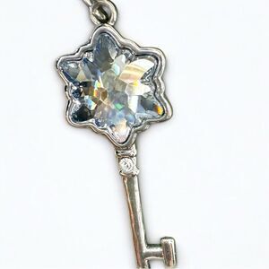 Crystal Star Key Pendant Charm Silver Tone Necklace Accessory
